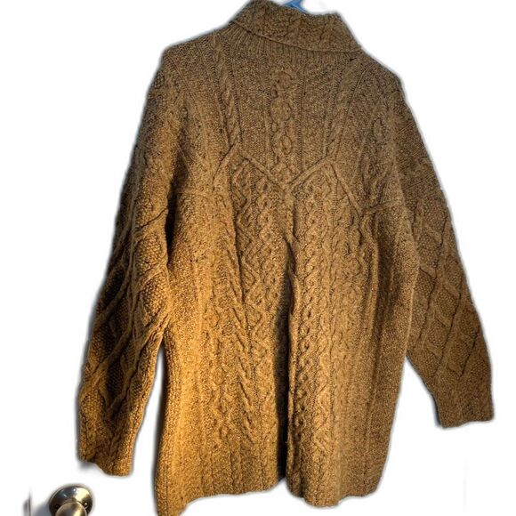 Vintage Laura Ashley Women's Wool Cable Knit Carmel Turtleneck Sweater SZ XL NEW - Picture 2 of 6